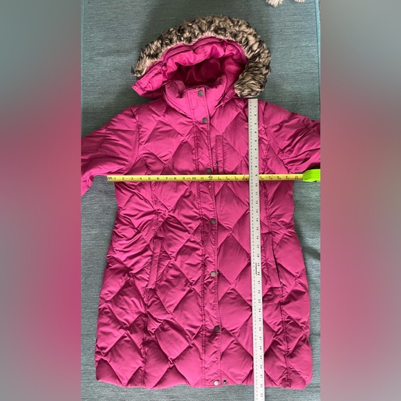Petite Lands' End Faux-Fur Hood Down Winter Coat Size L/P 14-16 - Picture 16 of 16